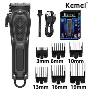 Kemei KM-1071 Electric Hair Clipper UBS Rechargeable Cordless Beard Trimmer Men Powerful Electric Hair Clipper Trimming Tool