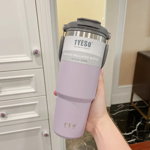 900ML Tyeso Stainless Steel Coffee Cup Cold And Hot Double-layer Insulated Cup Tumbler Thermo Water Bottle Car Travel Mug - Image 10